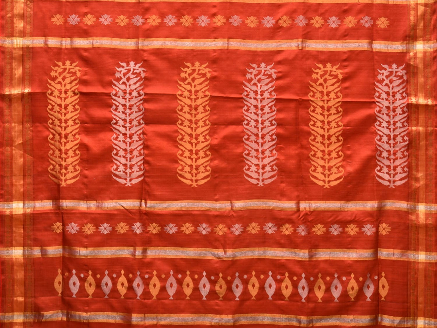 Rust Uppada Silk Handloom Saree with Karpur Pallu Design u2052