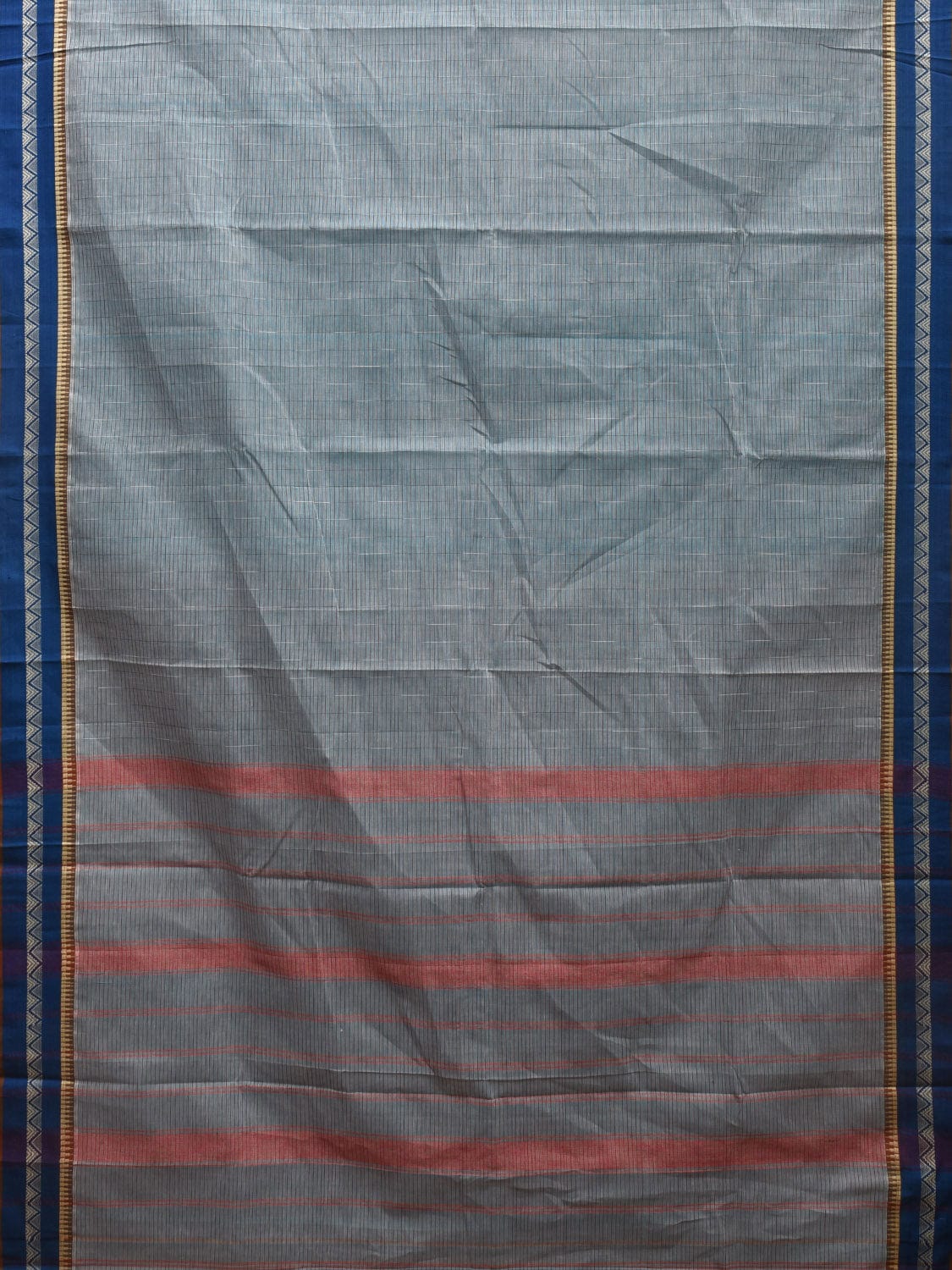 Sea Blue and Blue Narayanpet Cotton Handloom Saree with Checks Design No Blouse np0921