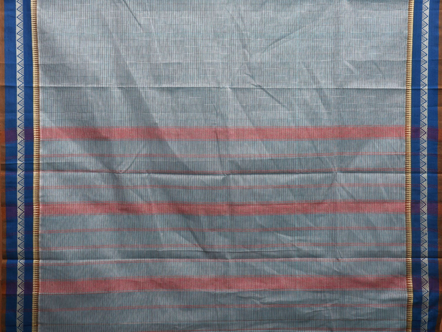 Sea Blue and Blue Narayanpet Cotton Handloom Saree with Checks Design No Blouse np0921