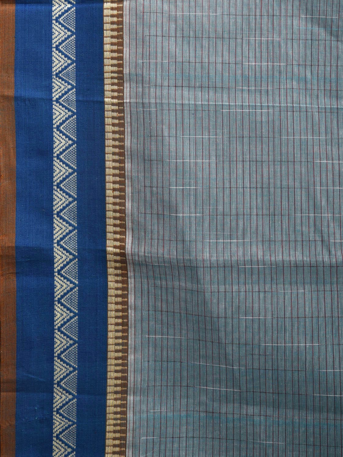 Sea Blue and Blue Narayanpet Cotton Handloom Saree with Checks Design No Blouse np0921