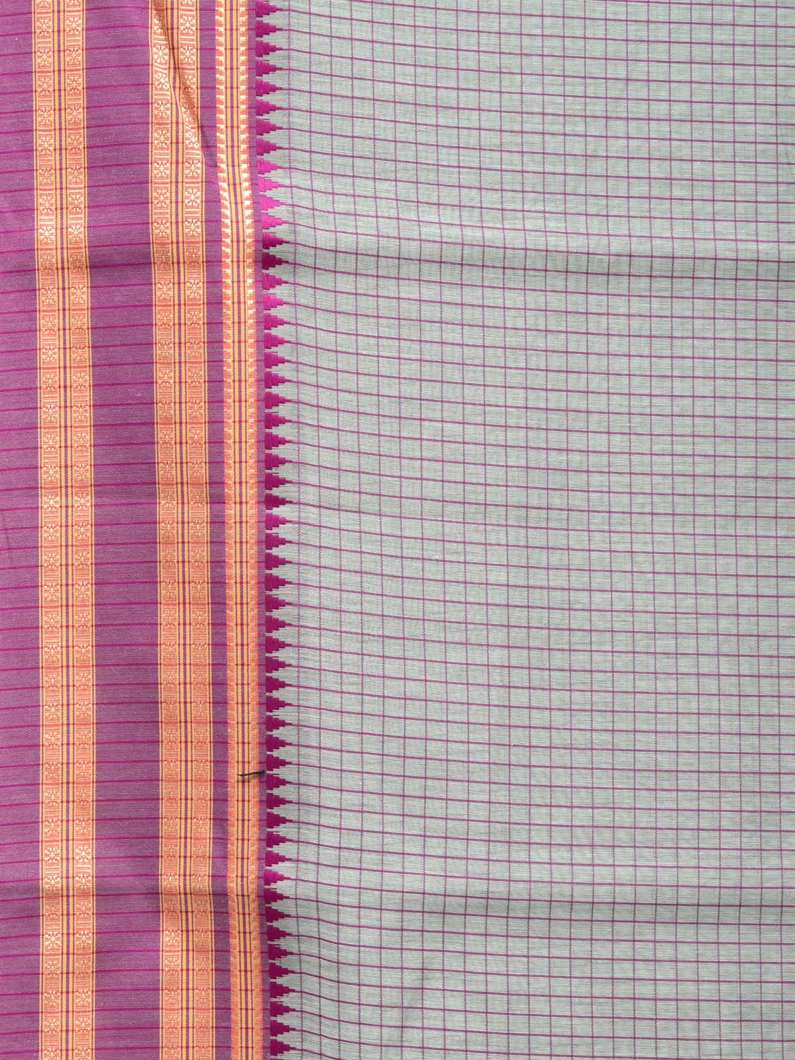 Sea Blue and Purple Bamboo Cotton Saree with Checks Design No Blouse bc0162