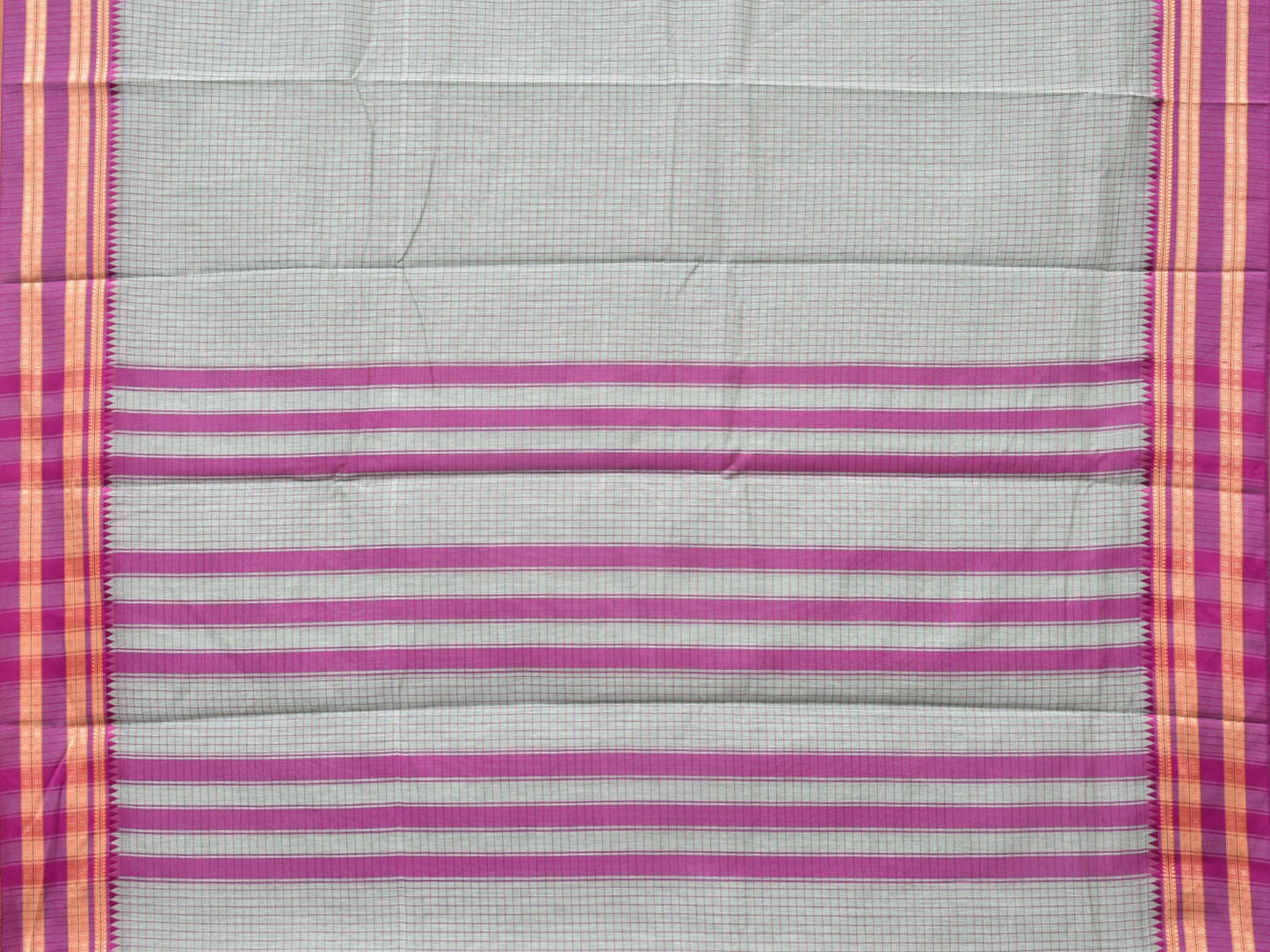 Sea Blue and Purple Bamboo Cotton Saree with Checks Design No Blouse bc0162