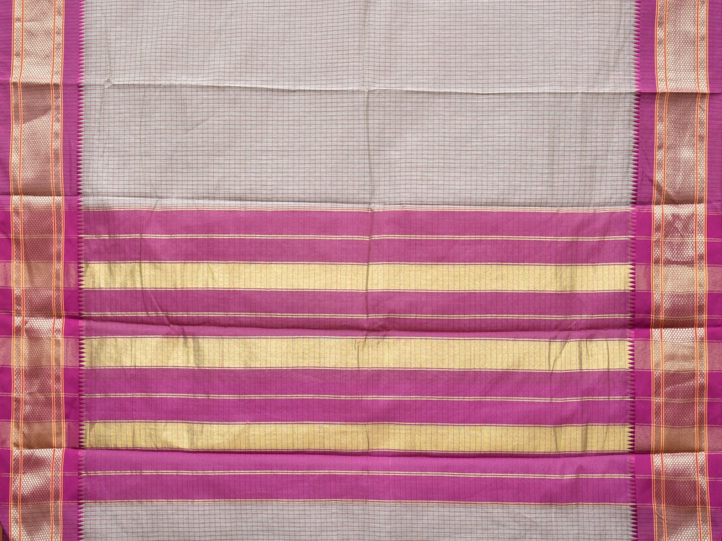 Sea Blue and Purple Bamboo Cotton Saree with Checks Design No Blouse bc0166