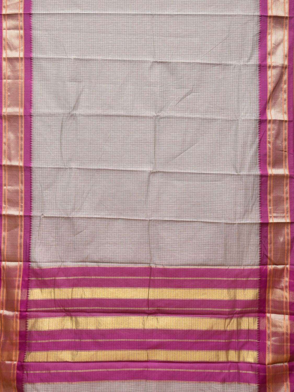 Sea Blue and Purple Bamboo Cotton Saree with Checks Design No Blouse bc0166