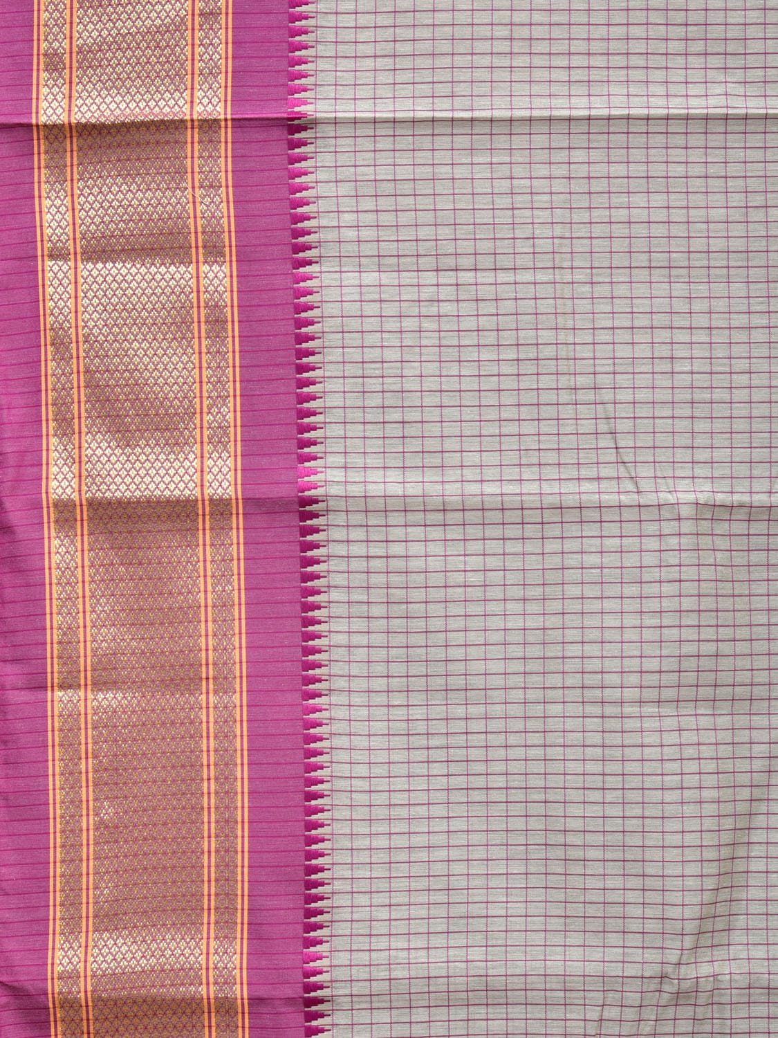 Sea Blue and Purple Bamboo Cotton Saree with Checks Design No Blouse bc0166