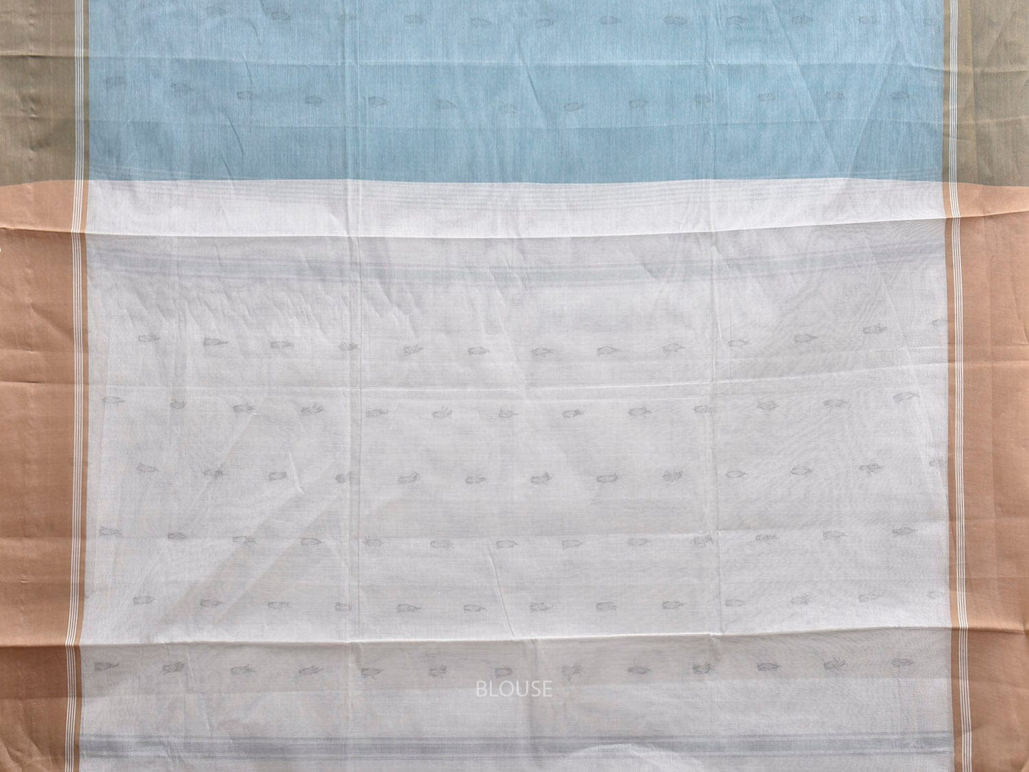 Sea Blue and White Venkatagiri Cotton Saree with Contrast Pallu Design v0134