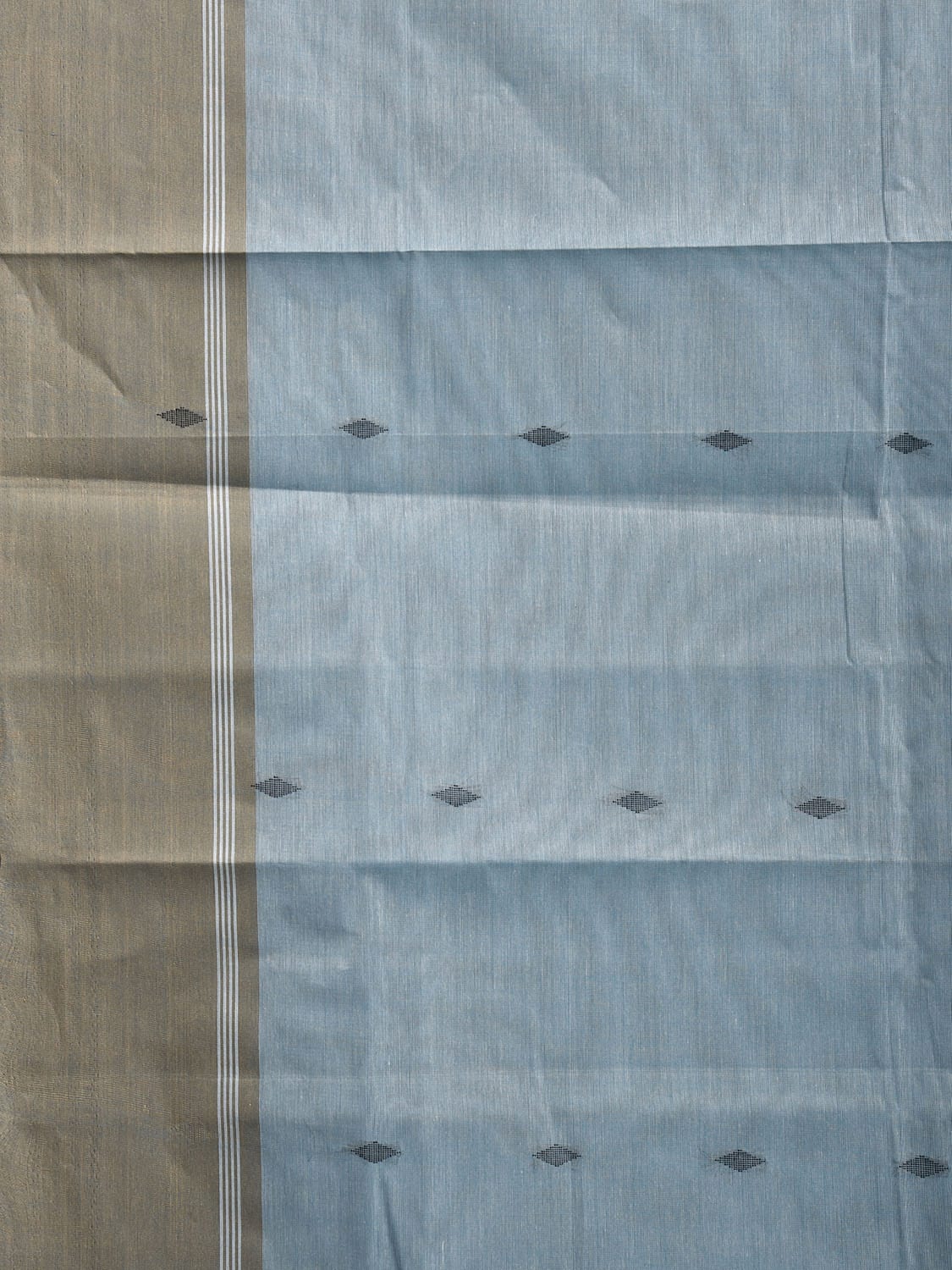 Sea Blue and White Venkatagiri Cotton Saree with Contrast Pallu Design v0134