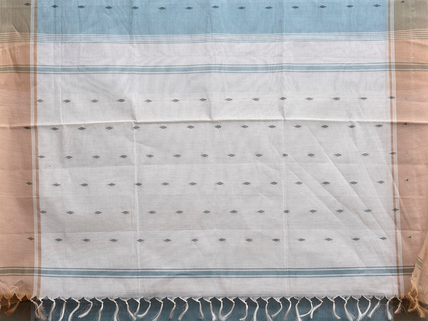 Sea Blue and White Venkatagiri Cotton Saree with Contrast Pallu Design v0134