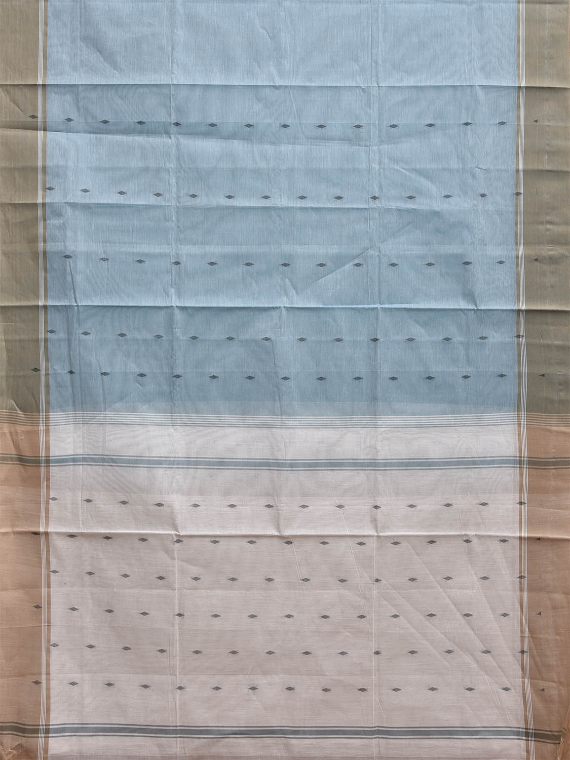 Sea Blue and White Venkatagiri Cotton Saree with Contrast Pallu Design v0134