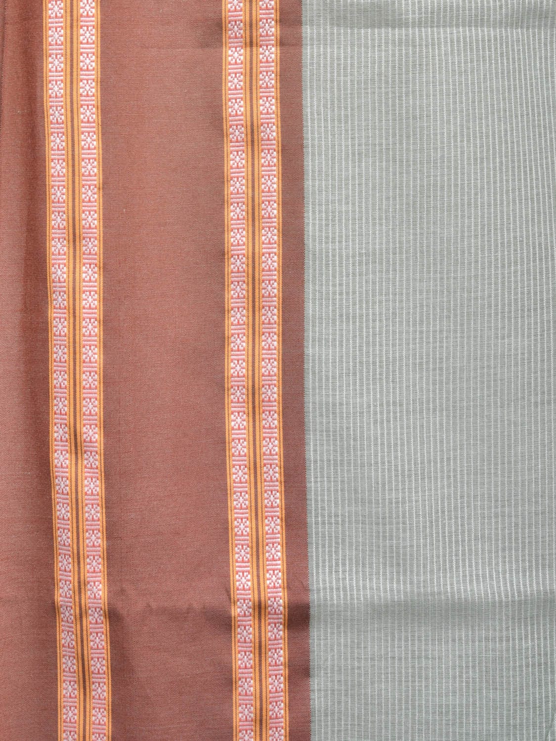 Sea Blue Bamboo Cotton Plain Saree with Strips Design No Blouse bc0204