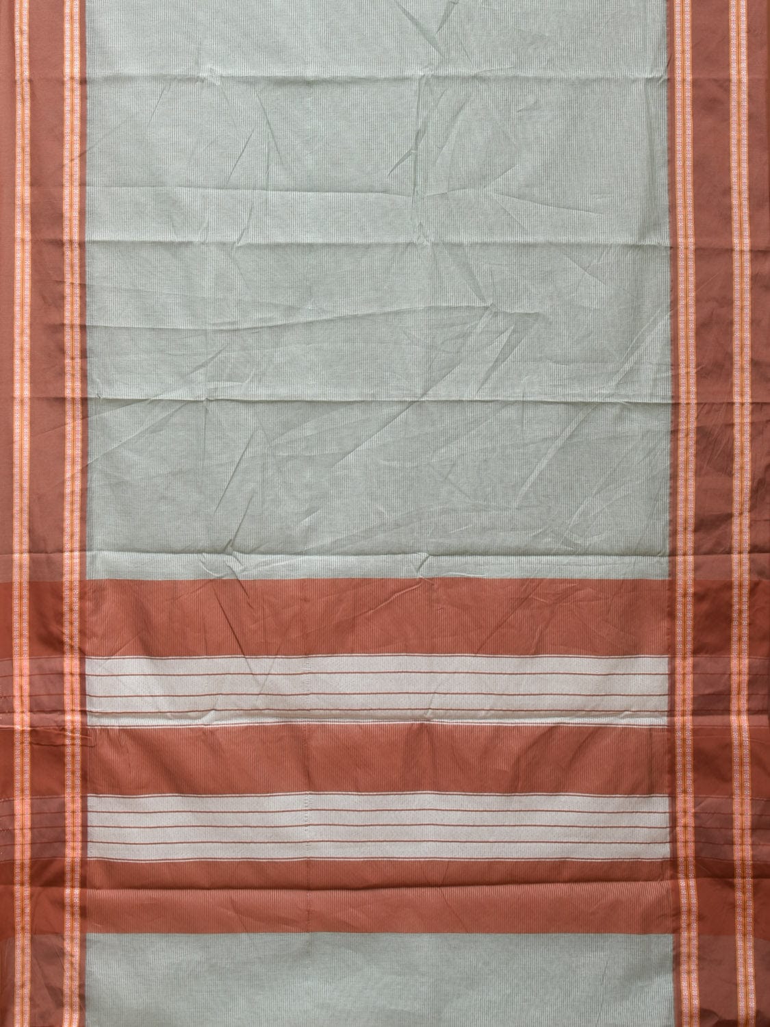 Sea Blue Bamboo Cotton Plain Saree with Strips Design No Blouse bc0204