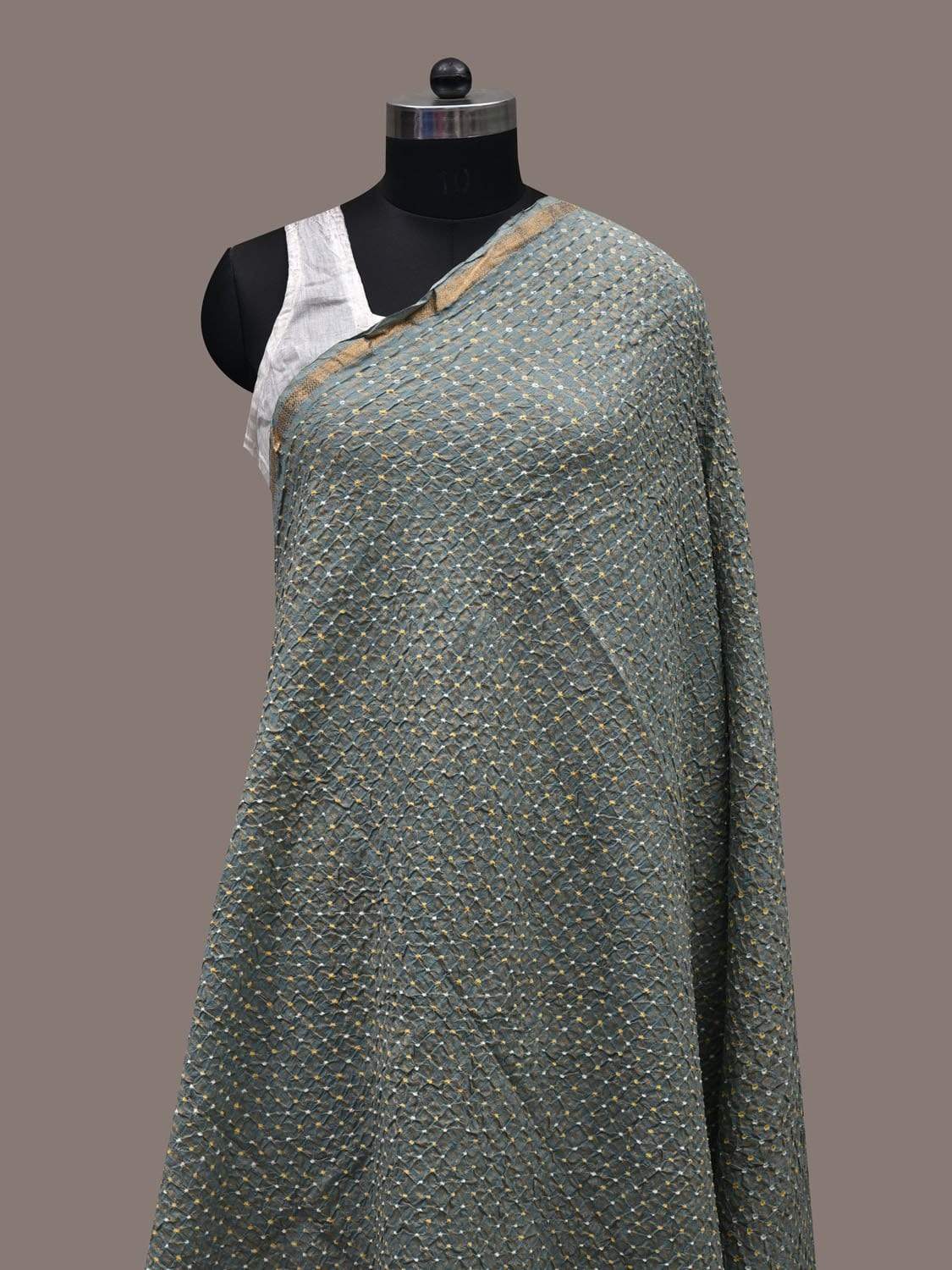 Sea Blue Bandhani Cotton Handloom Dupatta with Zari Checks Design ds2506