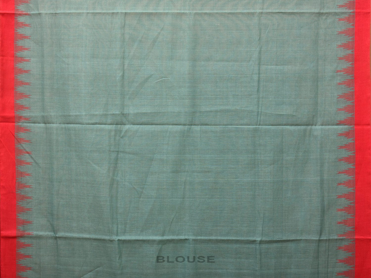 Sea Blue Khadi Cotton Handloom Plain Saree with Temple Border Design kh0624