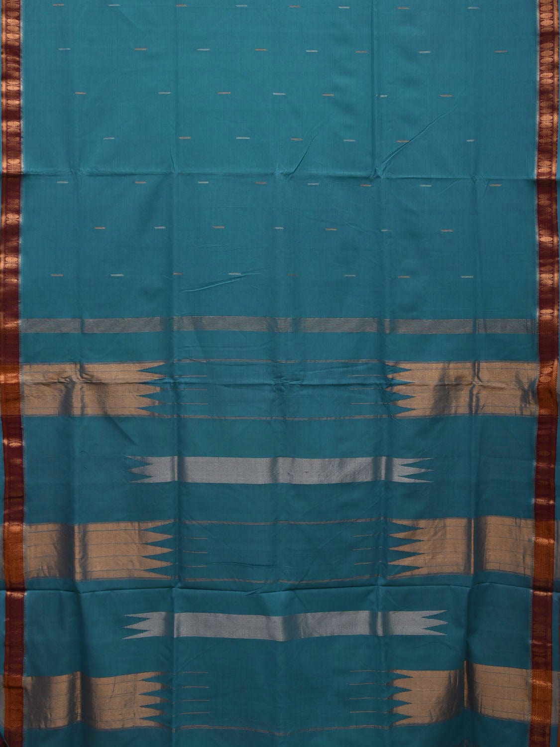 Sea Blue Khadi Cotton Handloom Saree with Doby Border Design kh0593