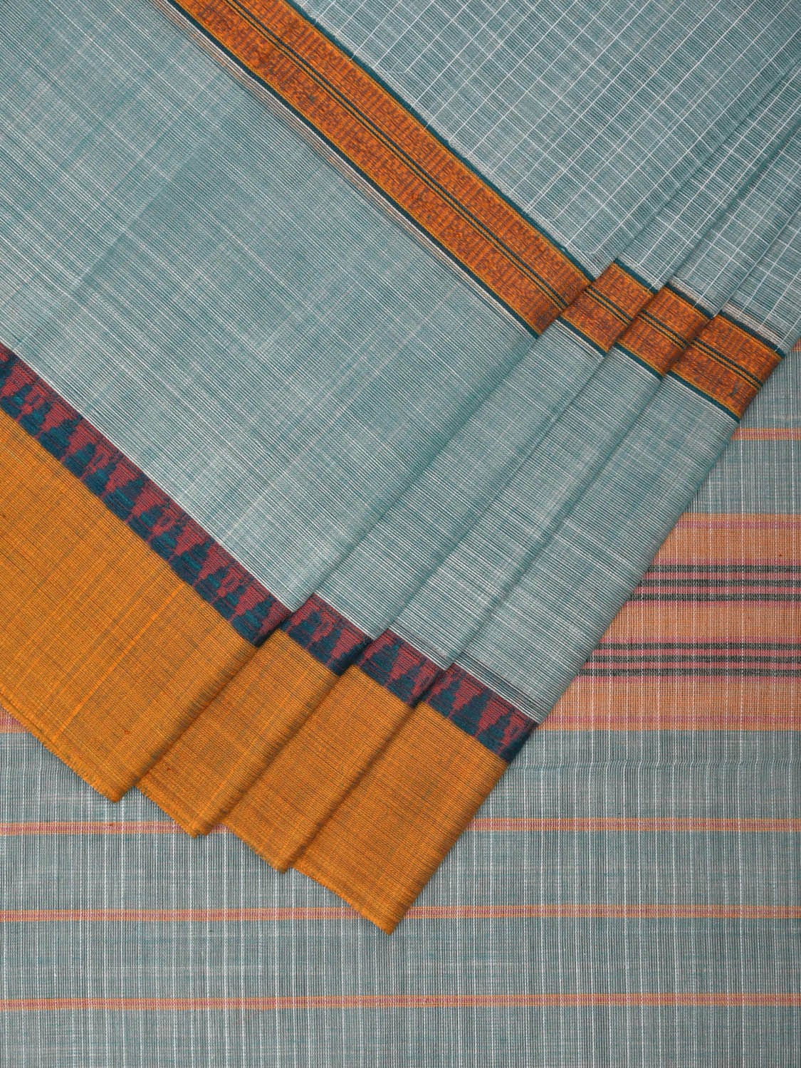Sea Blue Narayanpet Cotton Handloom Saree with Big Border Design No Blouse np0904