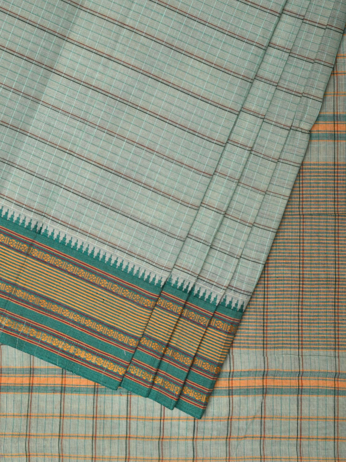 Sea Blue Narayanpet Cotton Handloom Saree with Strips Design No Blouse np0794