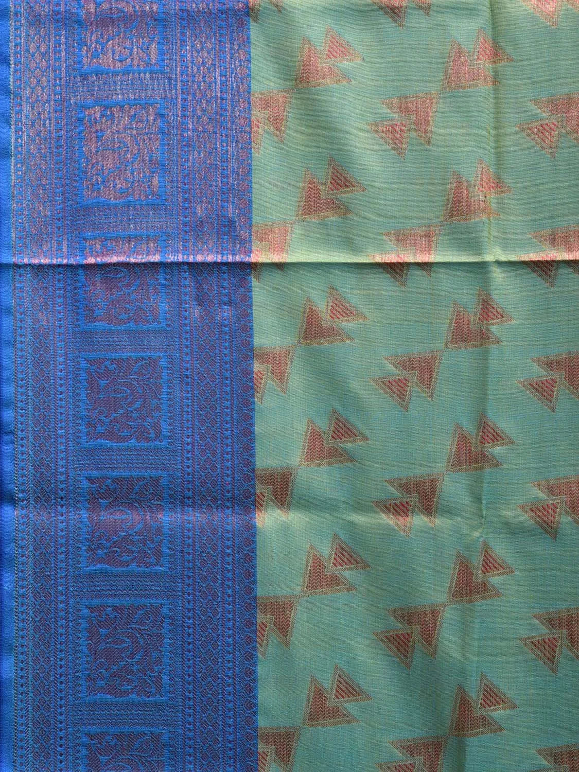 Sea Green and Blue Banaras Katan Silk Saree with Border and Body Butta Design b0056ds