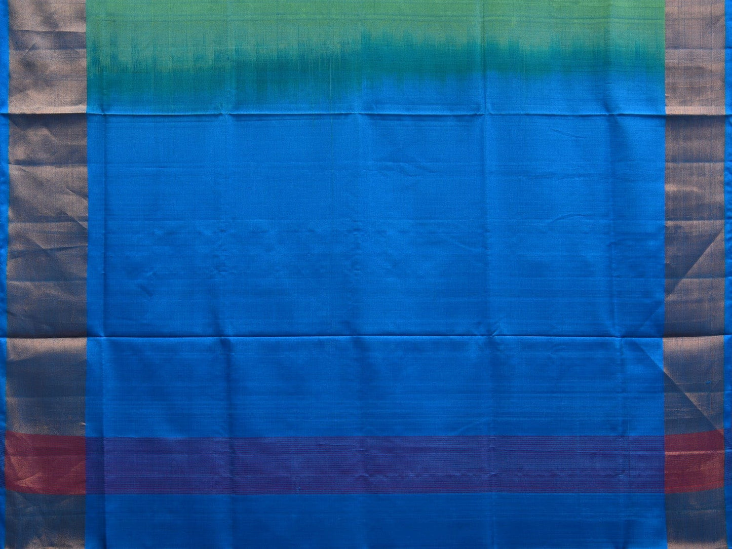 Sea Green and Blue Uppada Silk Handloom Plain Saree with Contrast Pallu Design u1837