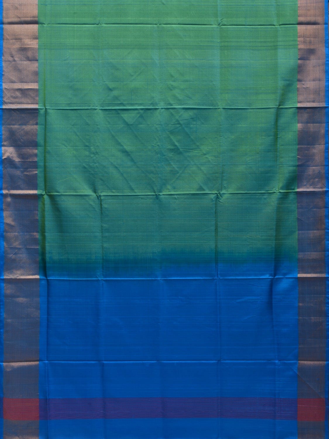 Sea Green and Blue Uppada Silk Handloom Plain Saree with Contrast Pallu Design u1837