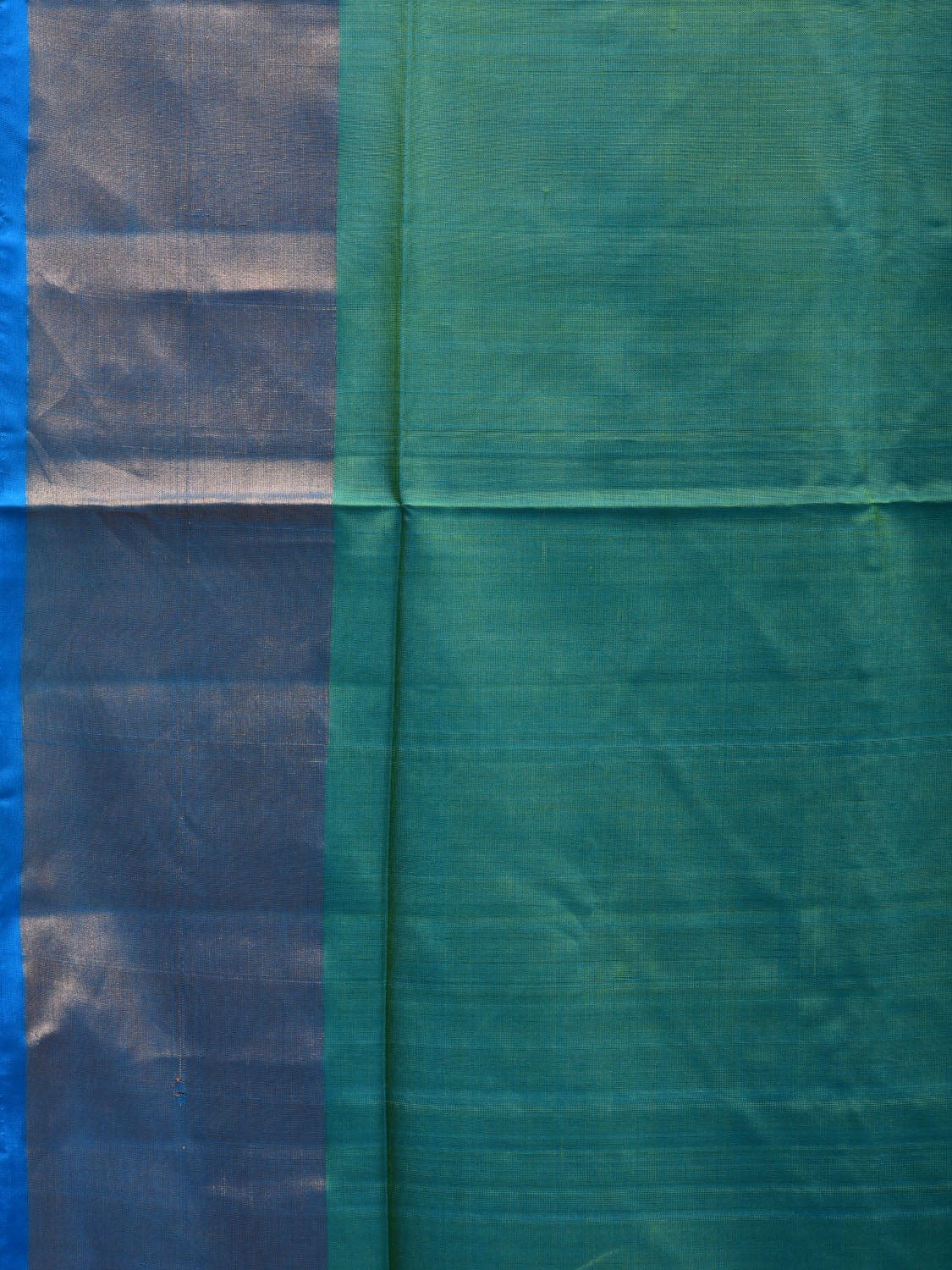 Sea Green and Blue Uppada Silk Handloom Plain Saree with Contrast Pallu Design u1837