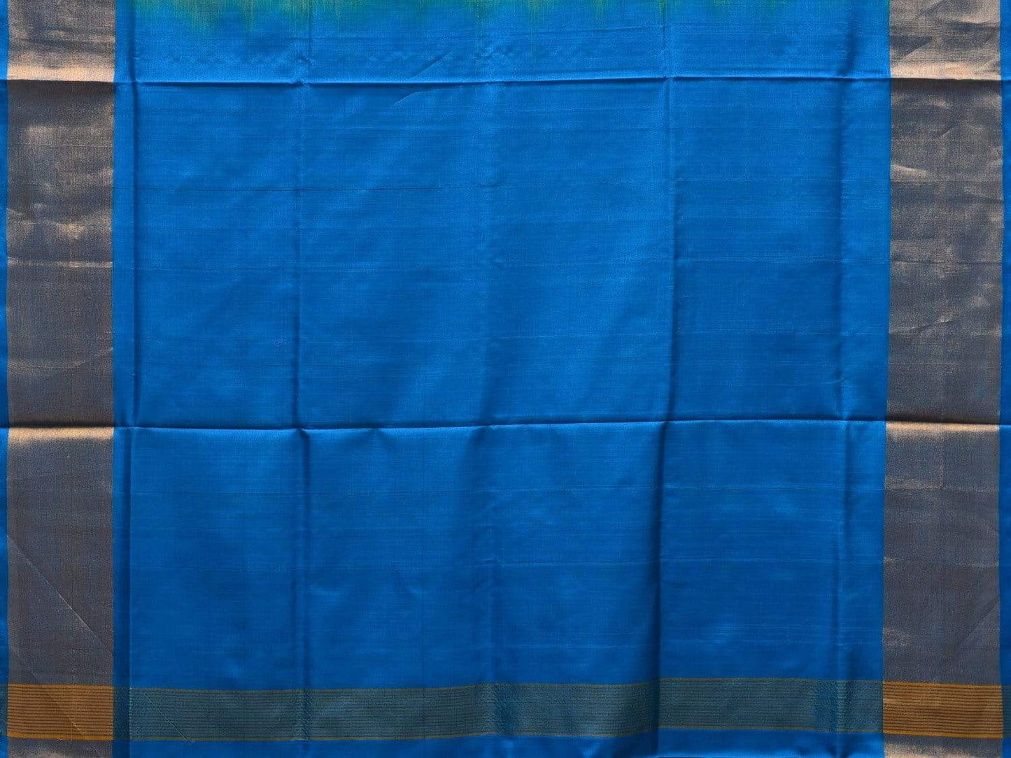 Sea Green and Blue Uppada Silk Handloom Plain Saree with Contrast Pallu u1792