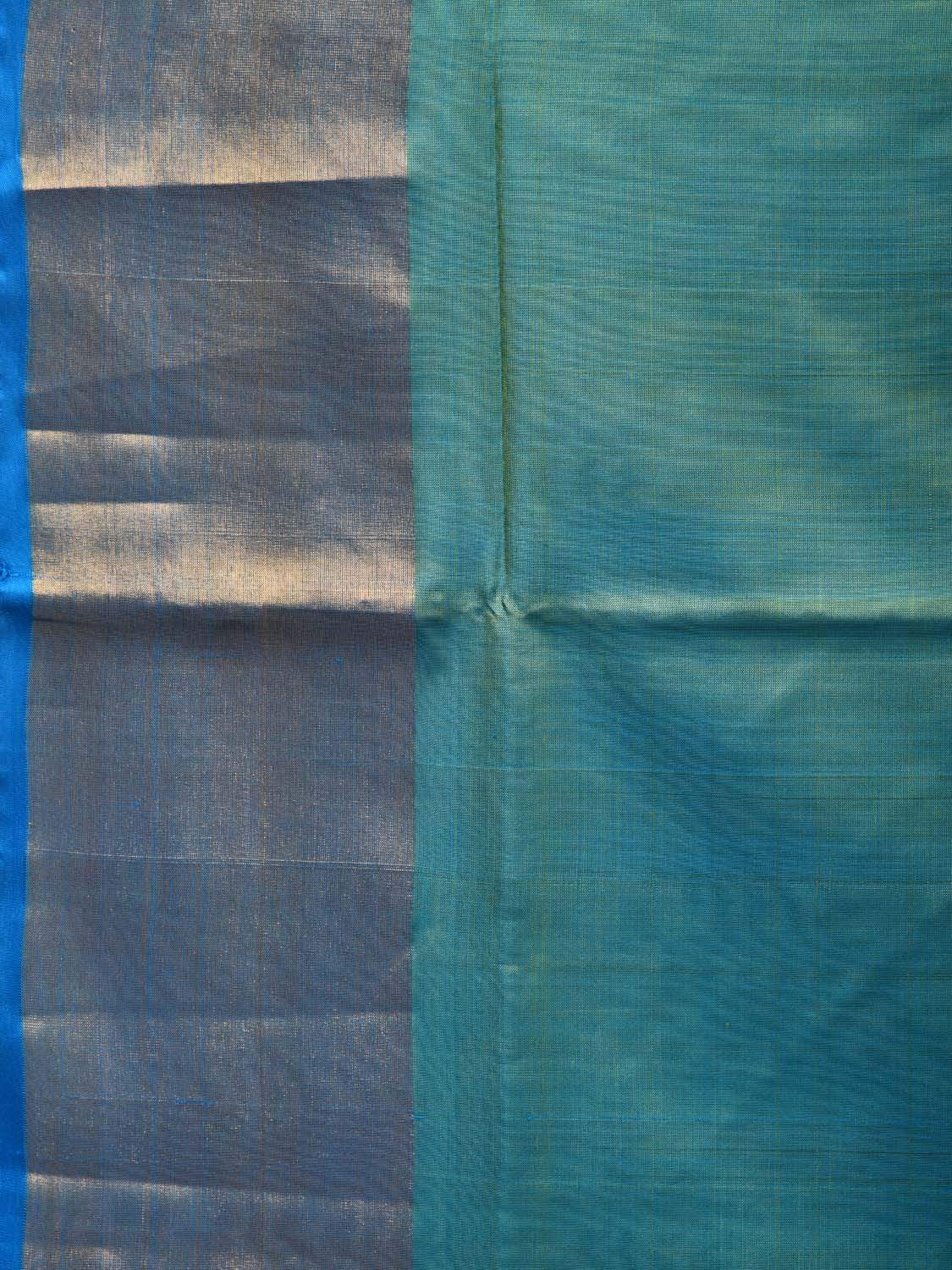 Sea Green and Blue Uppada Silk Handloom Plain Saree with Contrast Pallu u1792
