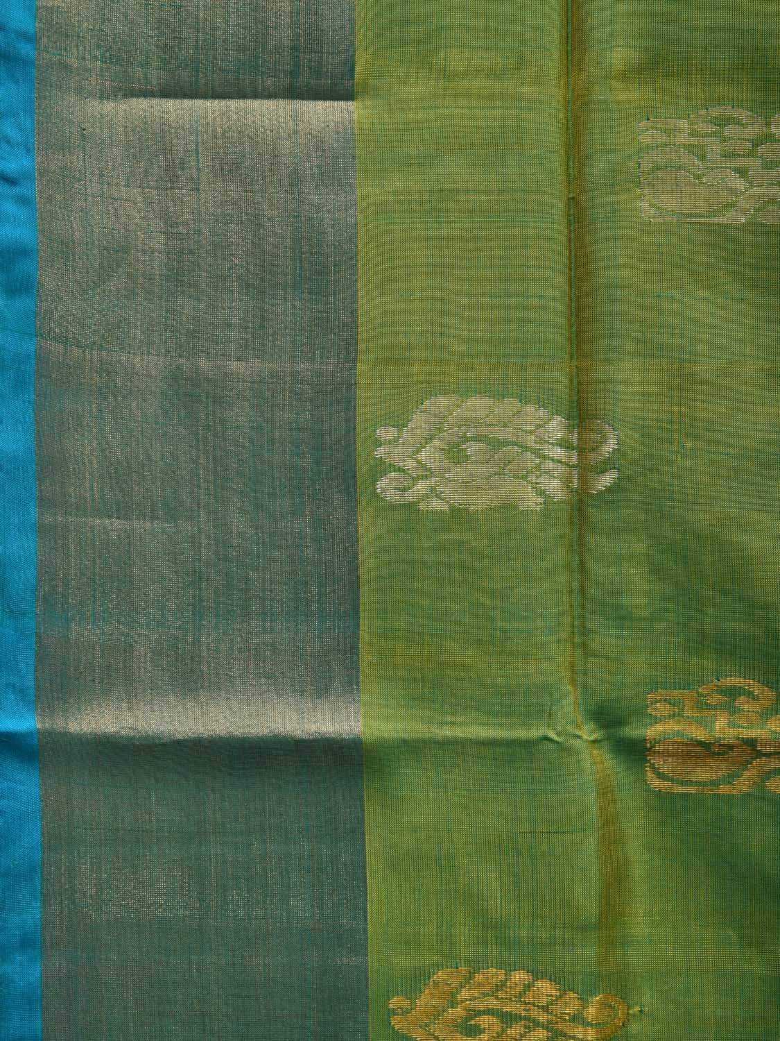 Sea Green and Blue Uppada Silk Handloom Saree with Body Buta Design u1785