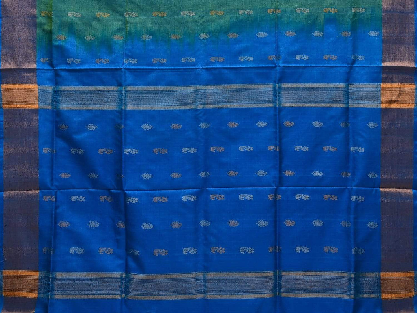Sea Green and Blue Uppada Silk Handloom Saree with Buta and Contrast Pallu Design u1815