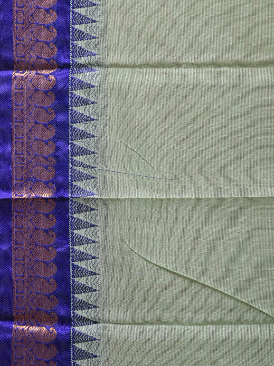 Sea Green and Dark Blue Gadwal Cotton Plain Saree with Small Border Design No Blouse g0343