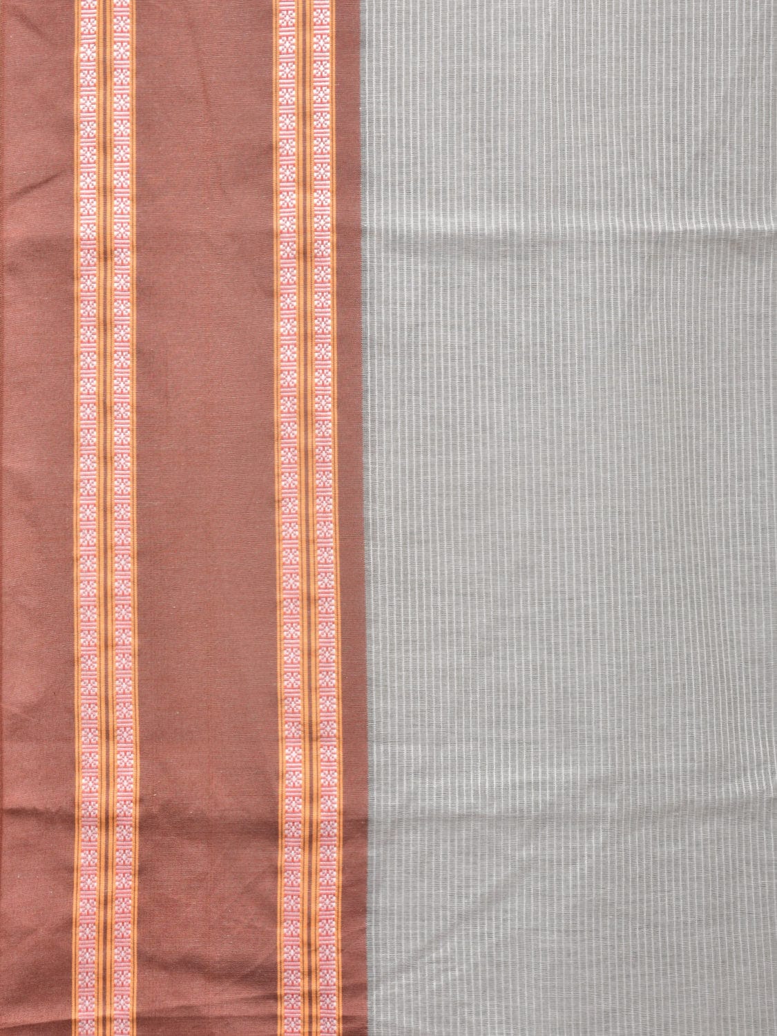 Sea Green and Fawn Bamboo Cotton Saree with Strips Design No Blouse bc0215