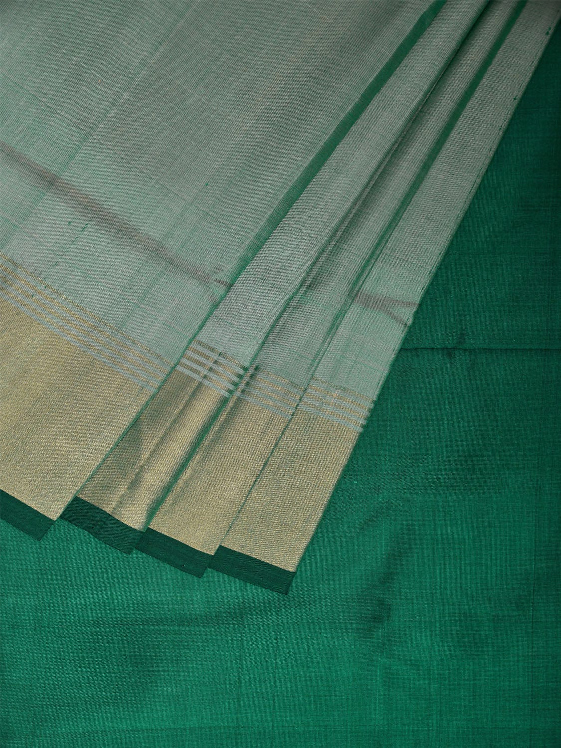 Sea Green and Green Uppada Silk Handloom Plain Saree with Contrast Pallu Design u2351