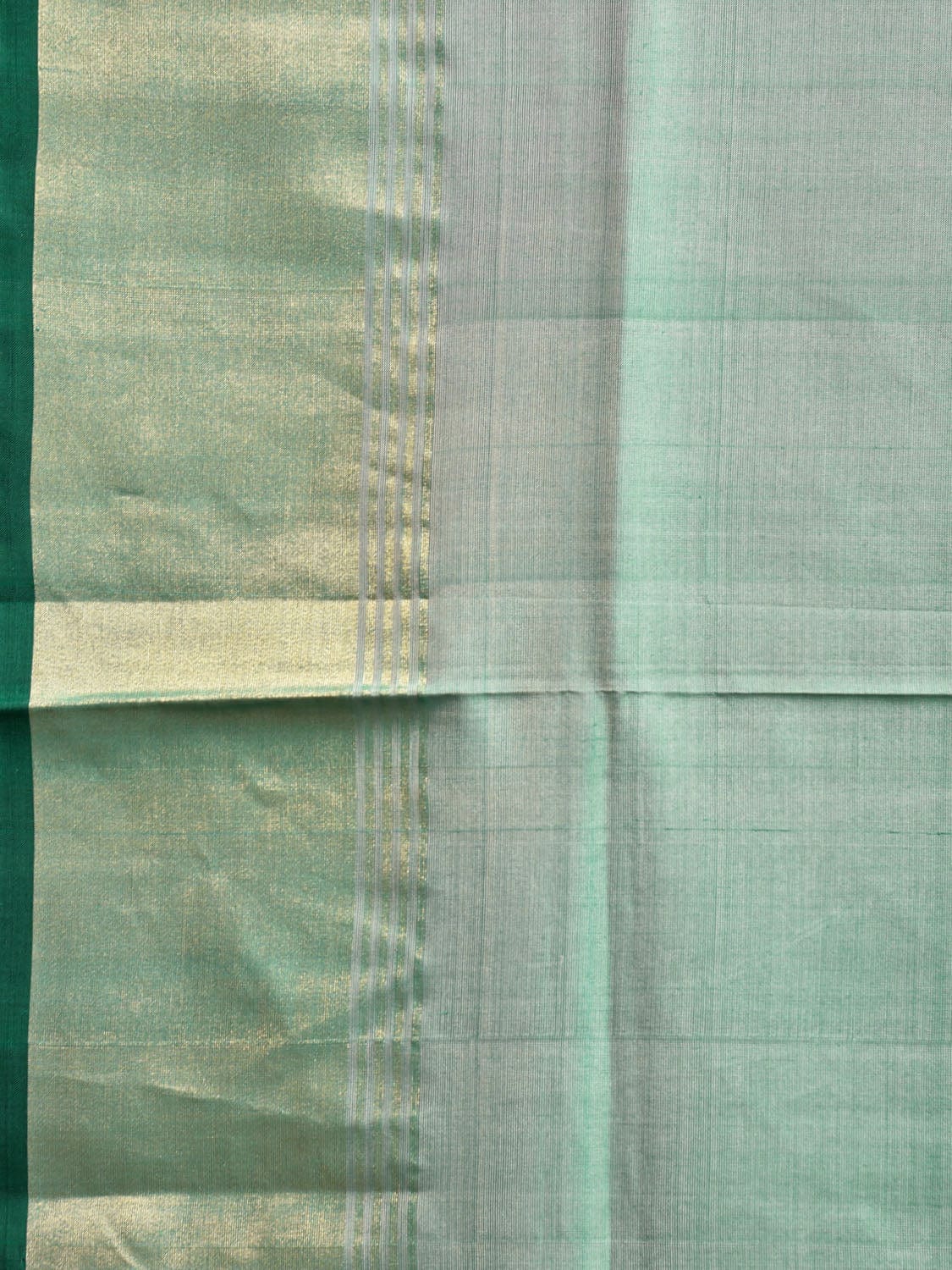Sea Green and Green Uppada Silk Handloom Plain Saree with Contrast Pallu Design u2351