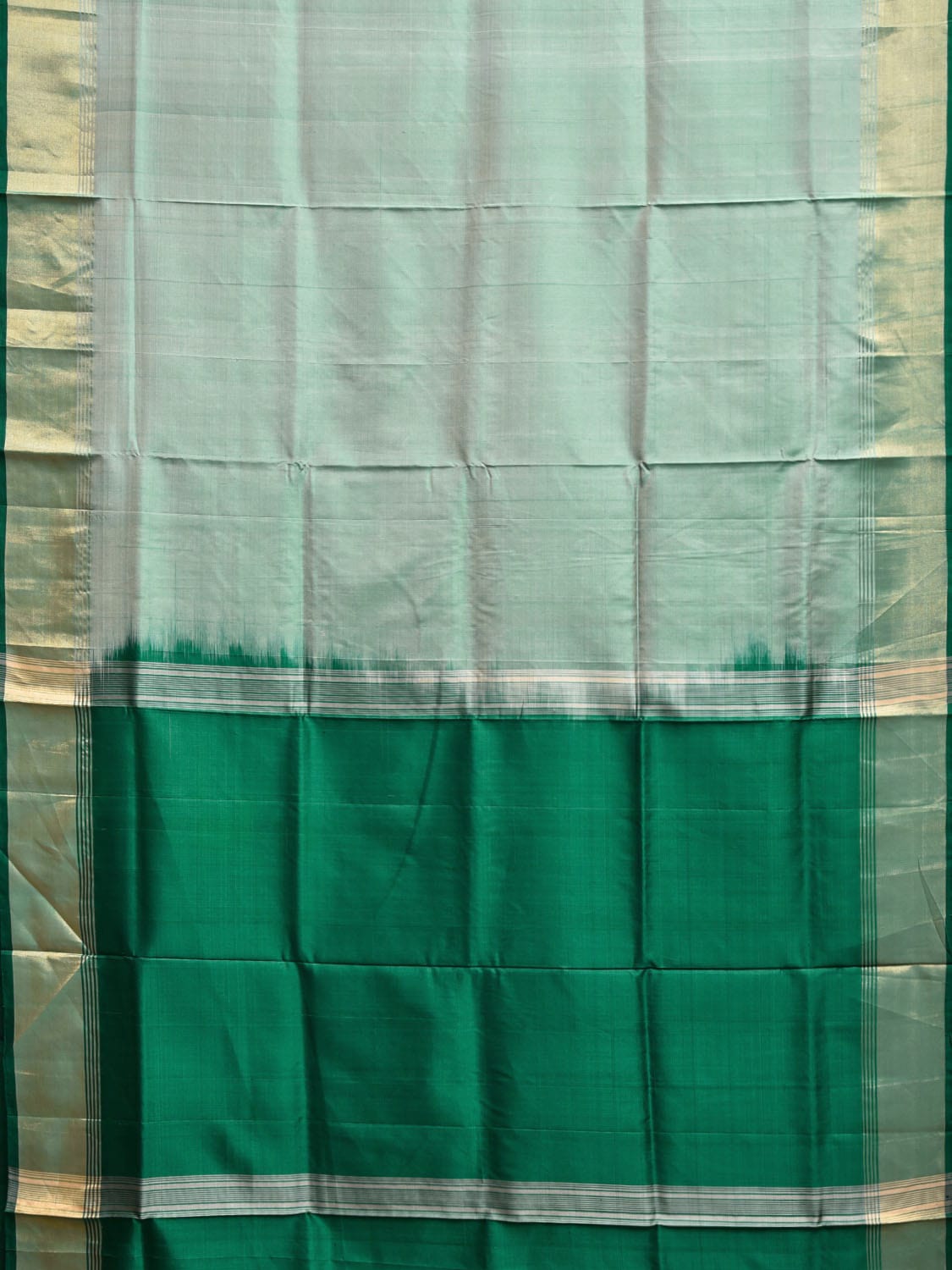 Sea Green and Green Uppada Silk Handloom Plain Saree with Contrast Pallu Design u2351