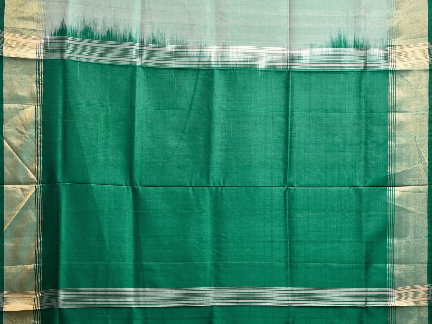 Sea Green and Green Uppada Silk Handloom Plain Saree with Contrast Pallu Design u2351