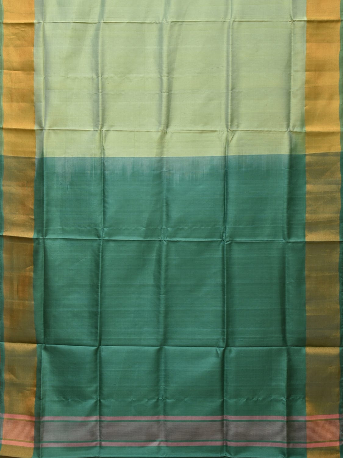 Sea Green and Light Green Uppada Silk Handloom Plain Saree with Contrast Pallu Design u2206