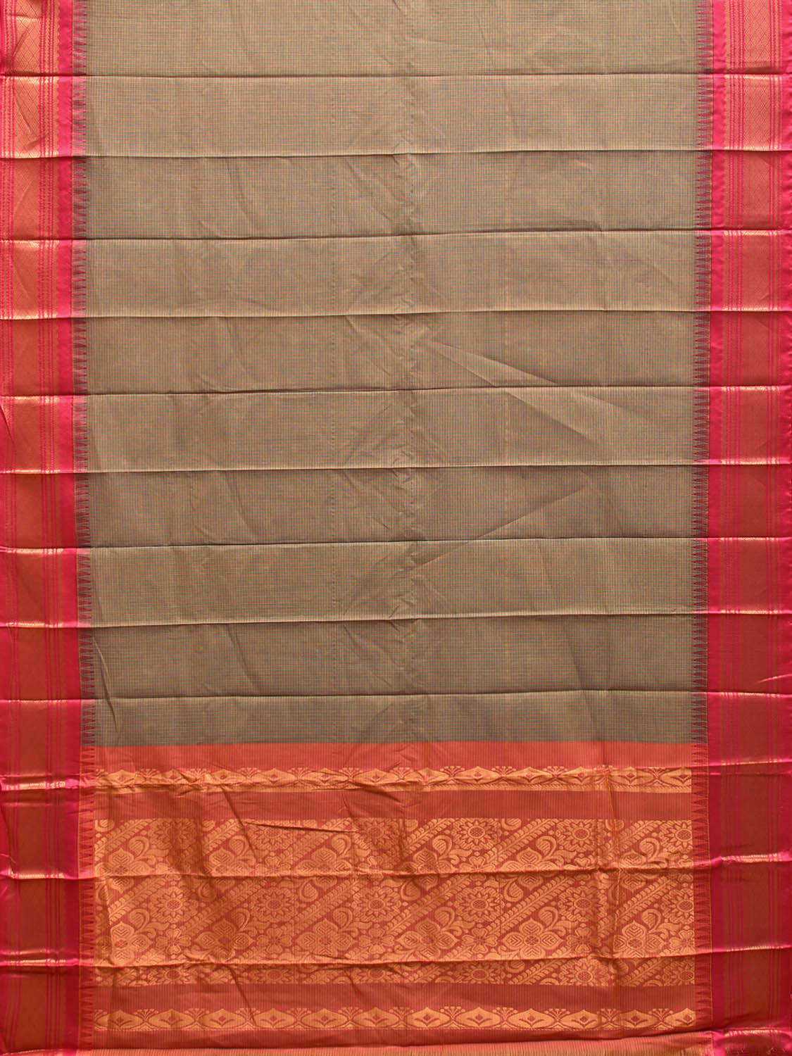 Sea Green and Pink Gadwal Cotton Saree with Checks and Pallu Design g0436