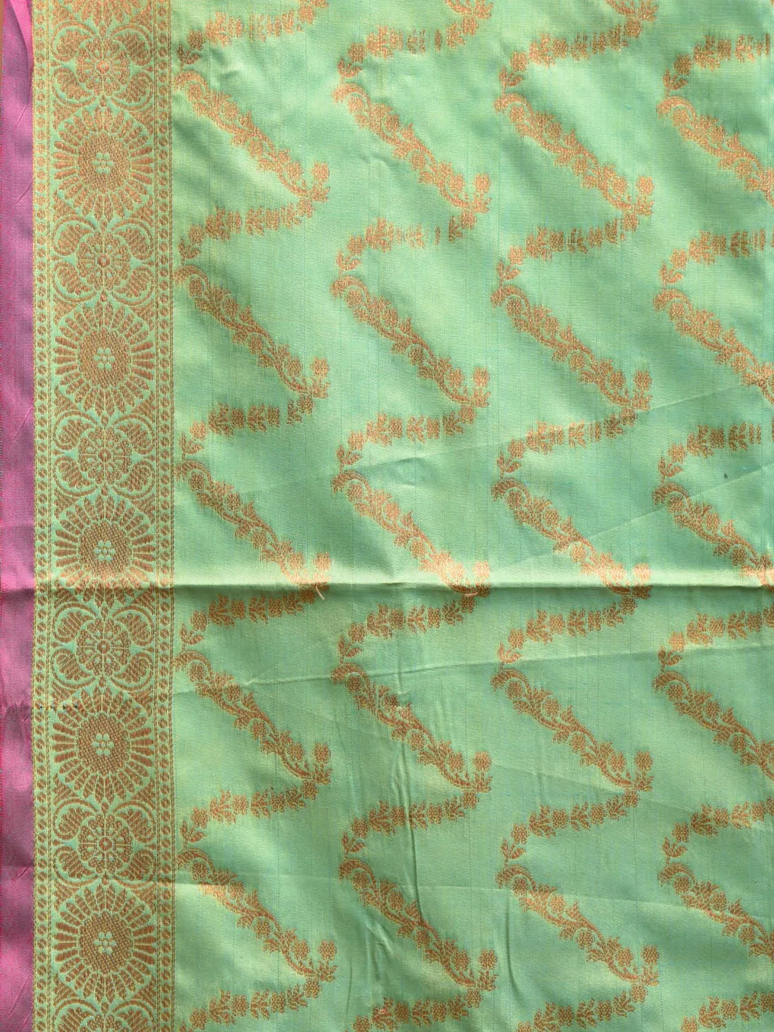 Sea Green and Violet Banaras Katan Silk Saree with Border and Body Butta Design b0051ds