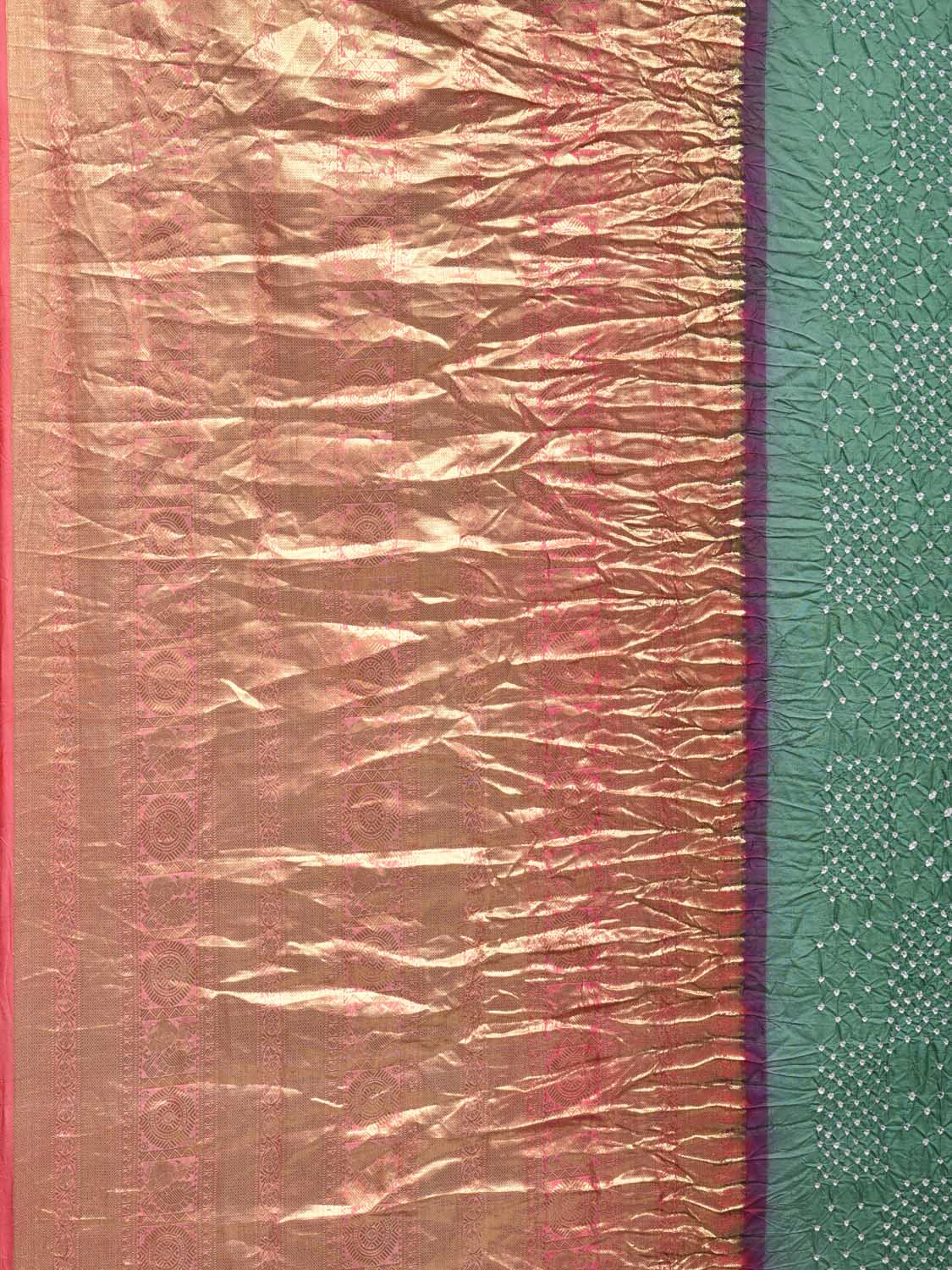 Sea Green Bandhani Kanchipuram Silk Handloom Saree with Big Border Design bn0169