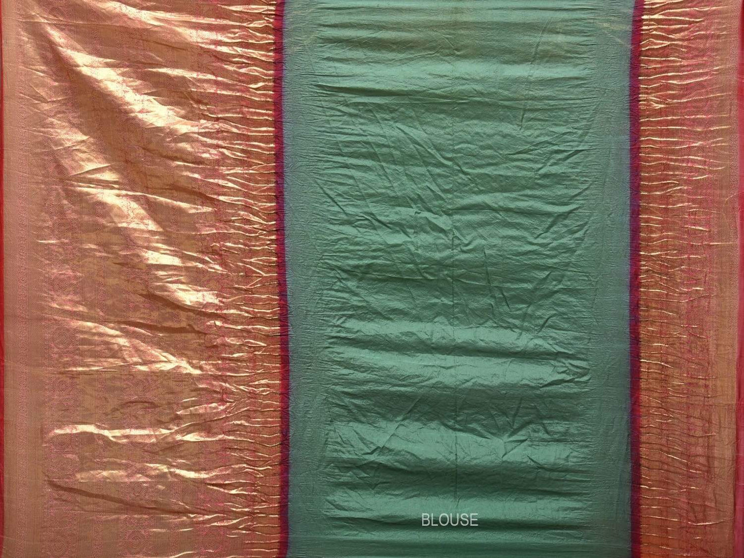 Sea Green Bandhani Kanchipuram Silk Handloom Saree with Big Border Design bn0169