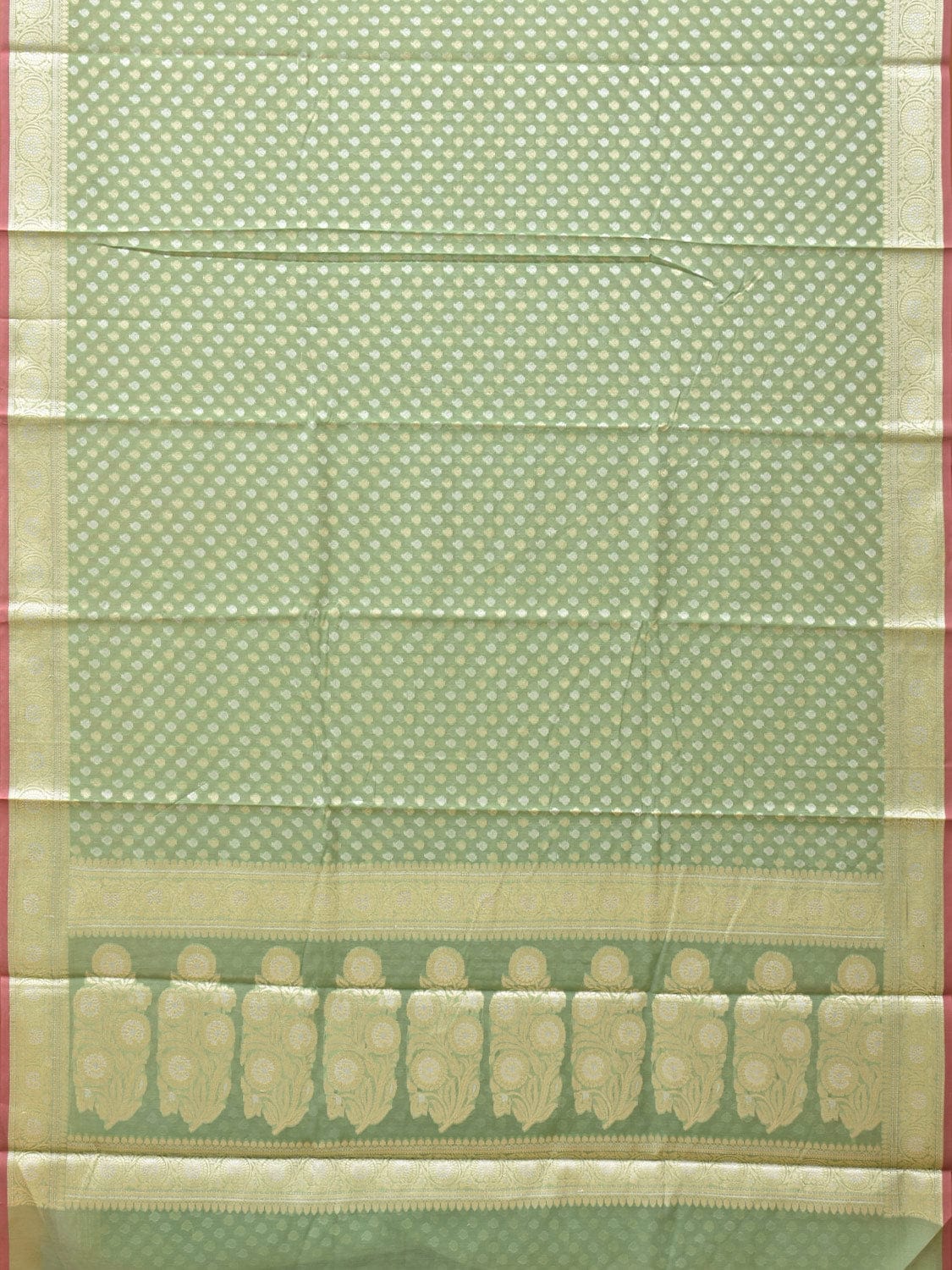 Sea Green Cut Work Cotton Silk Saree with All Over Banaras Design o0395