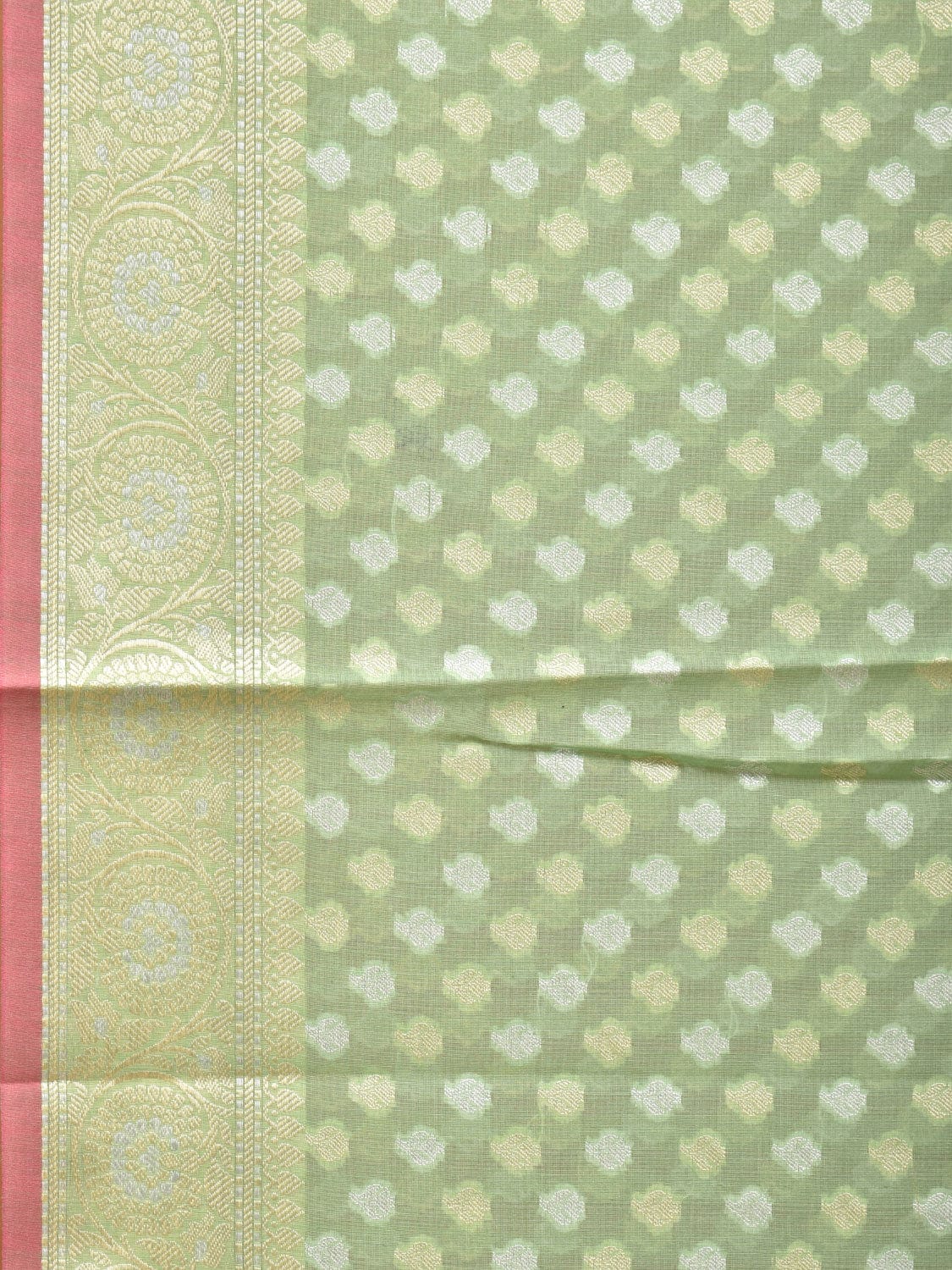 Sea Green Cut Work Cotton Silk Saree with All Over Banaras Design o0395