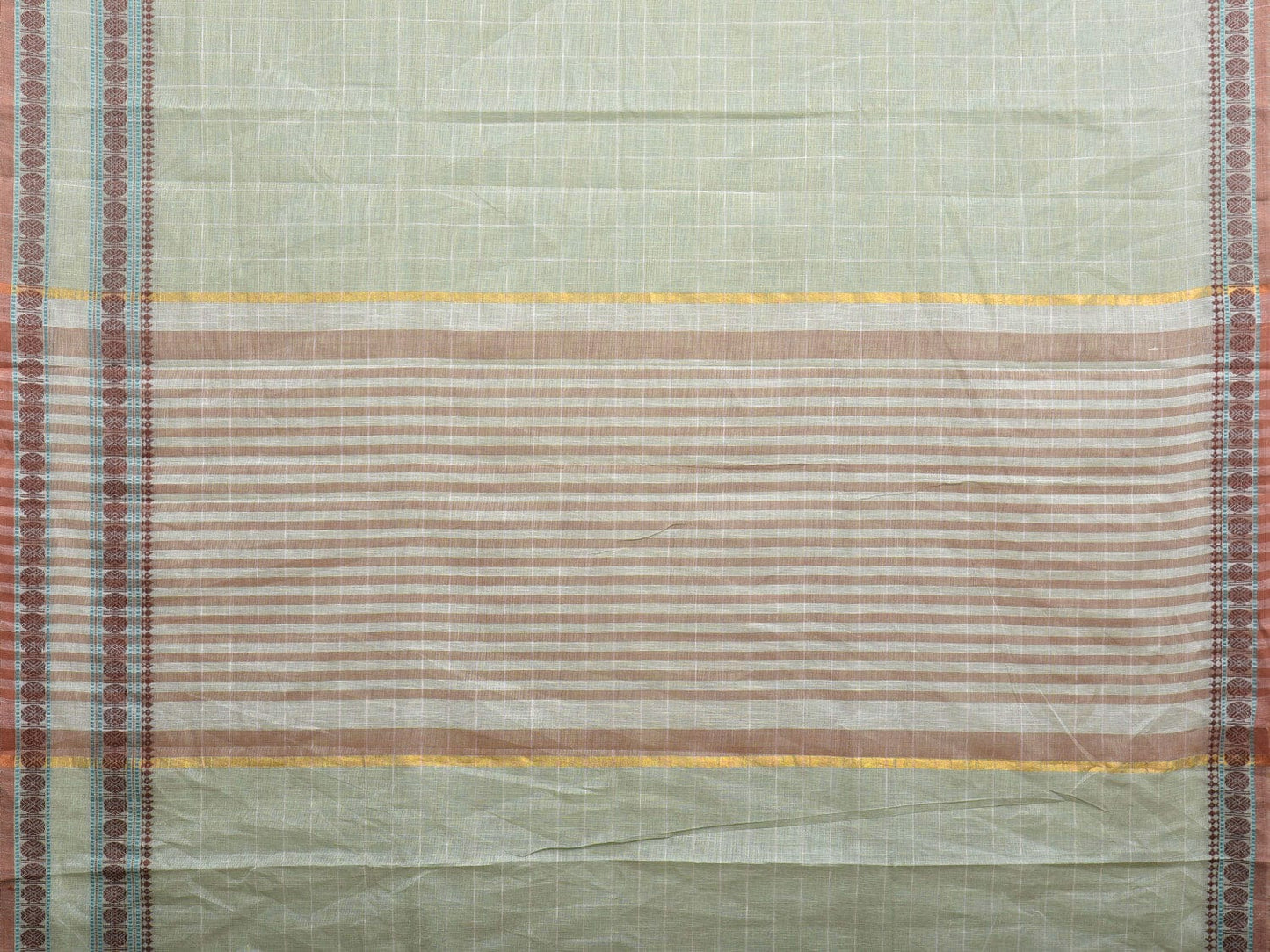 Sea Green Kanchipuram Cotton Saree with Big Checks Design k0601