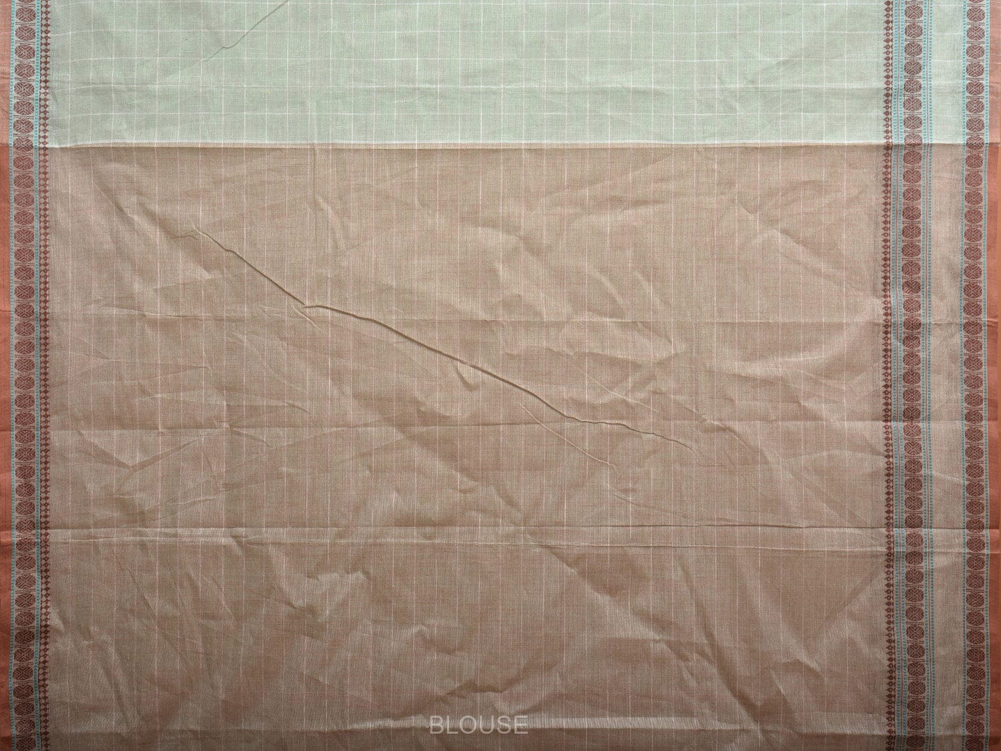 Sea Green Kanchipuram Cotton Saree with Big Checks Design k0601