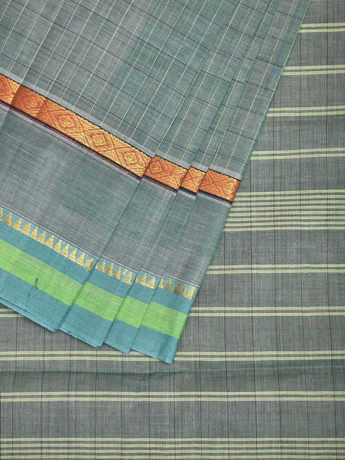 Sea Green Narayanpet Cotton Handloom Saree with Big Border Design No Blouse np1069