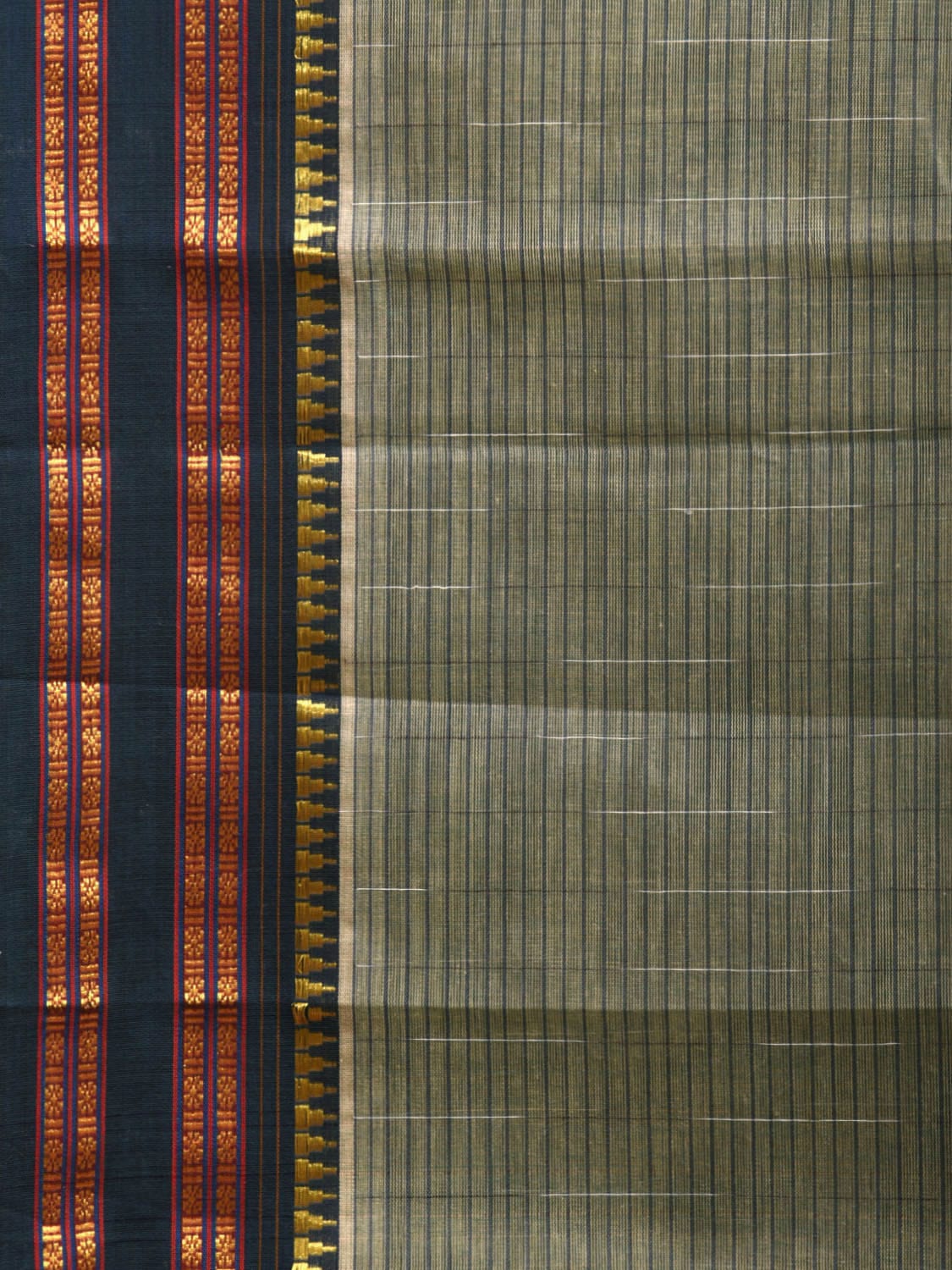 Sea Green Narayanpet Cotton Handloom Saree with Checks Design No Blouse np0912