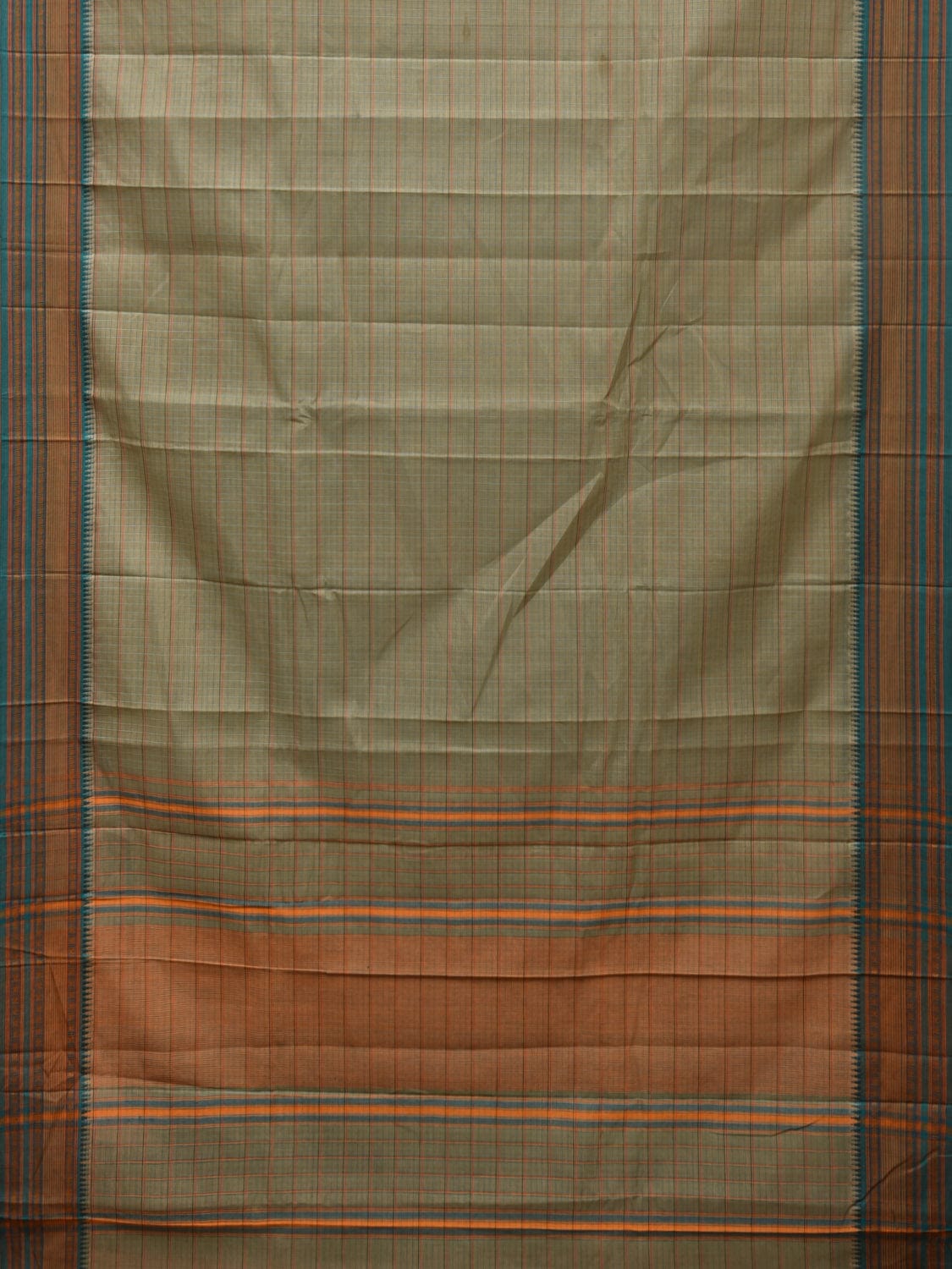 Sea Green Narayanpet Cotton Handloom Saree with Strips Design No Blouse np0803