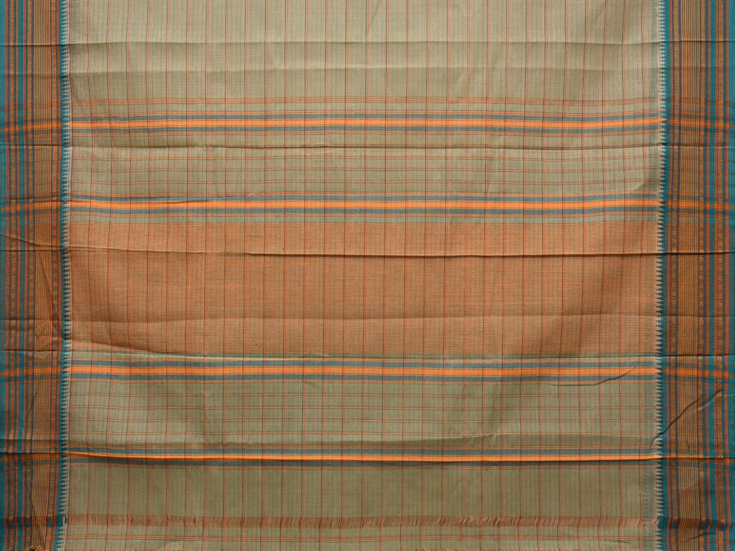 Sea Green Narayanpet Cotton Handloom Saree with Strips Design No Blouse np0803