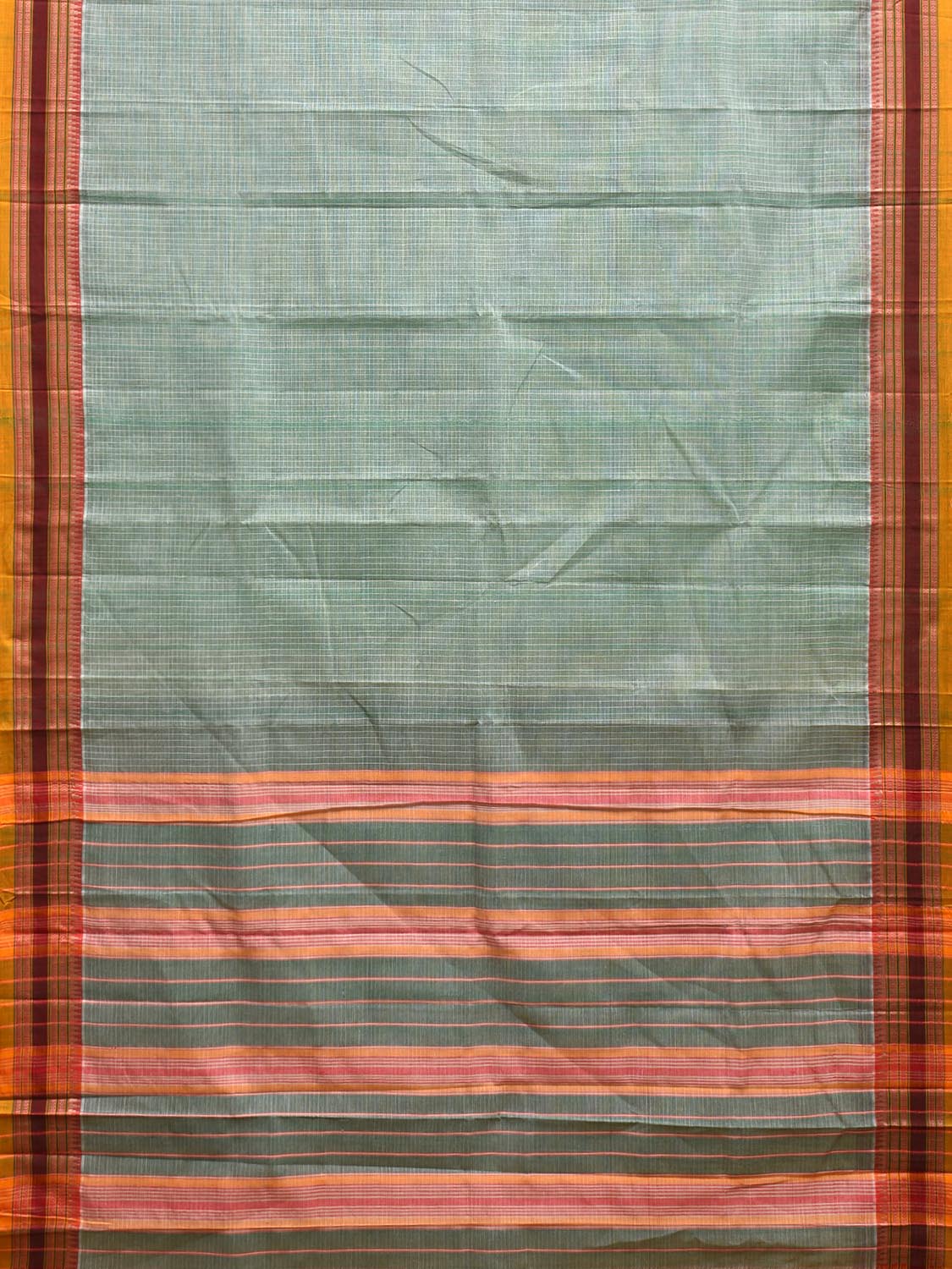 Sea Green Narayanpet Cotton Saree with Checks Design No Blouse np1082
