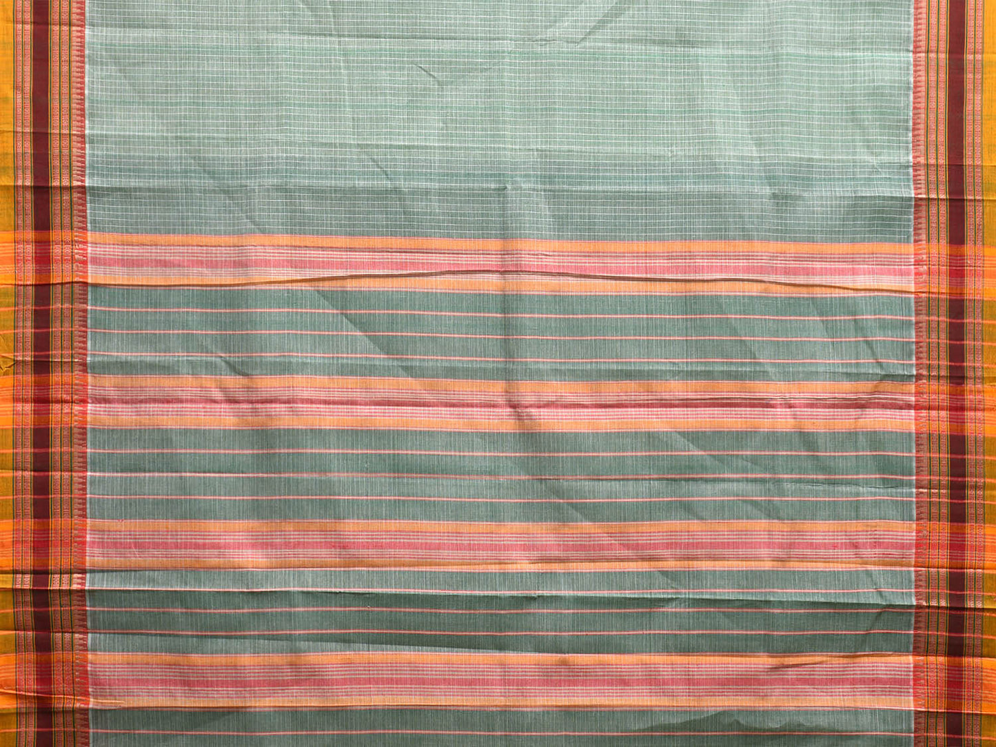 Sea Green Narayanpet Cotton Saree with Checks Design No Blouse np1082
