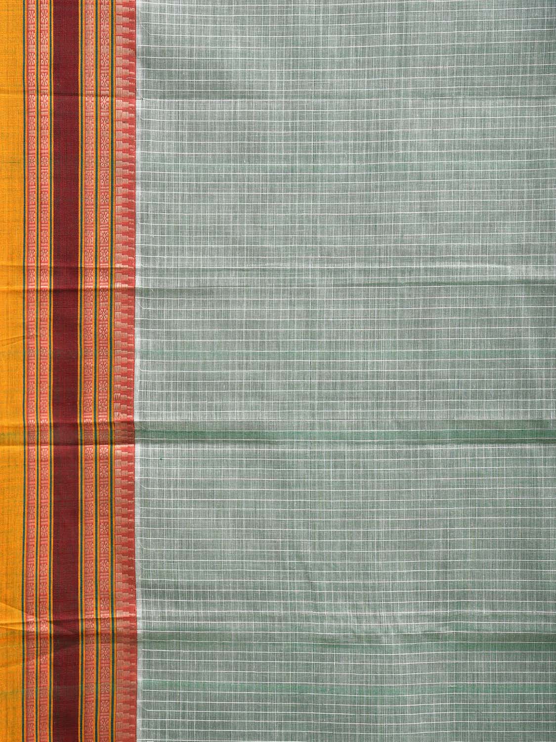 Sea Green Narayanpet Cotton Saree with Checks Design No Blouse np1082